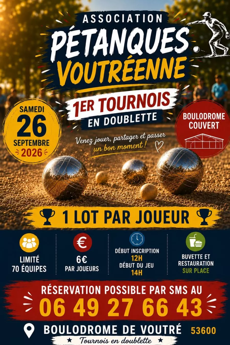 1er concours de pétanque de Voutré – Tournoi en doublette - Voutré
