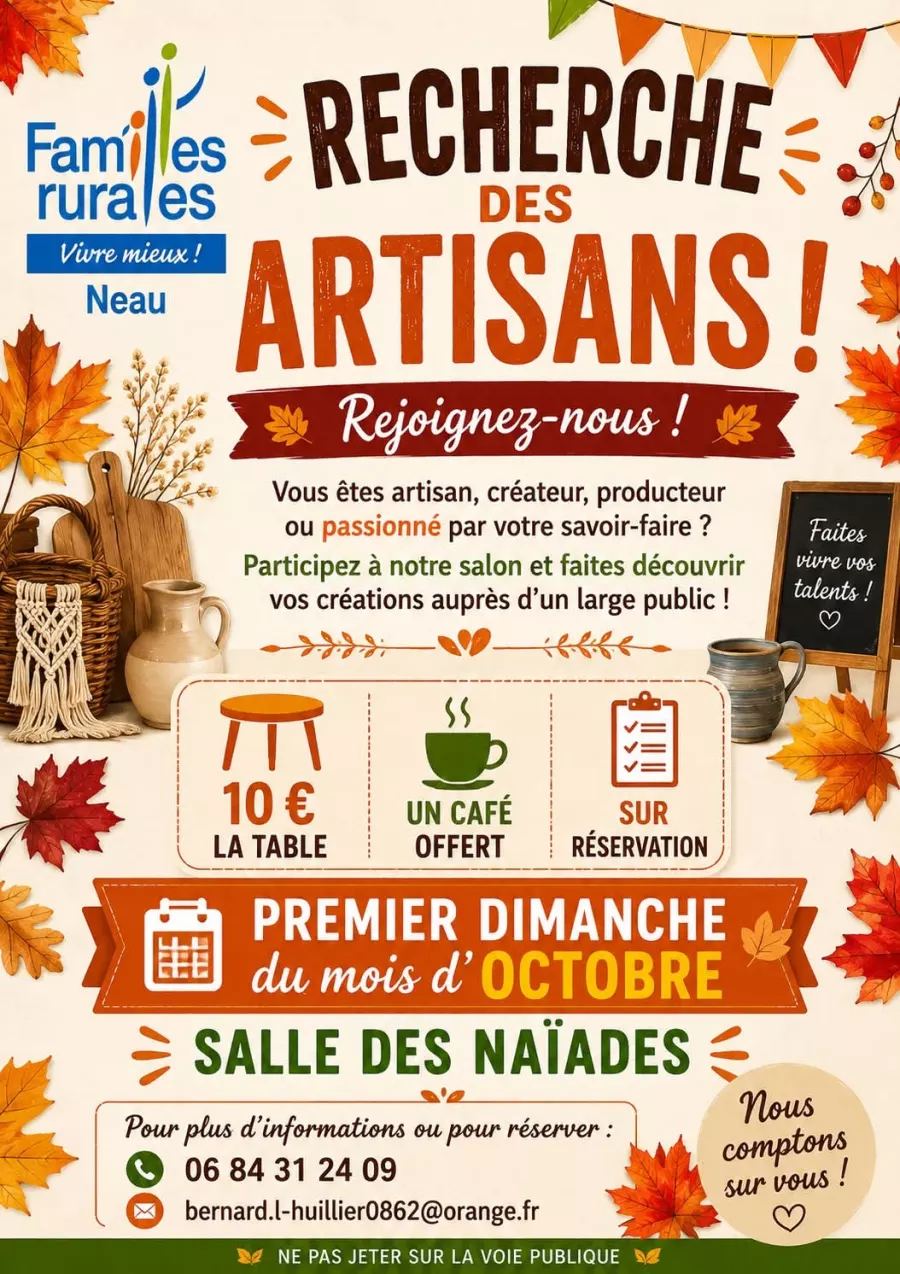 Recherche des artisans – Salon des Familles Rurales - Neau