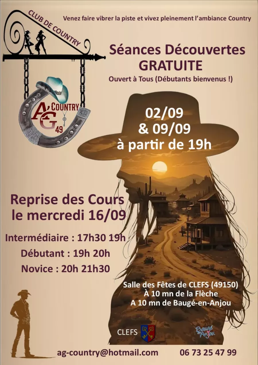 Séances découvertes Country – Club de Country de Clefs - Clefs